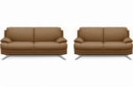 ensemble de 2 canapés 3+2 : canapé 3 places + canapé 2 places, en cuir luxe italien marini, marron